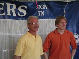 L to R - Kyle and Lee Prestwood.  The Flight Sim Model developers visited the USUA tent and were available to talk to visitors from noon to 1:00PM on Thursday. (Click on image to view full size photo)