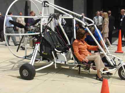 Blakey Trying On A Powered Parachute For Size